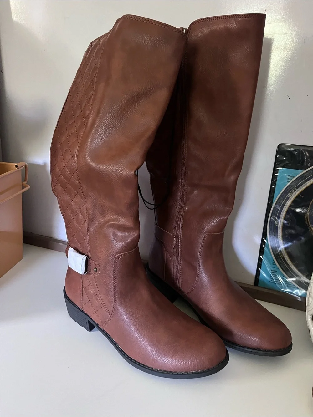NWT St. John's Bay Quilted Chestnut Over-the-Knee Boots